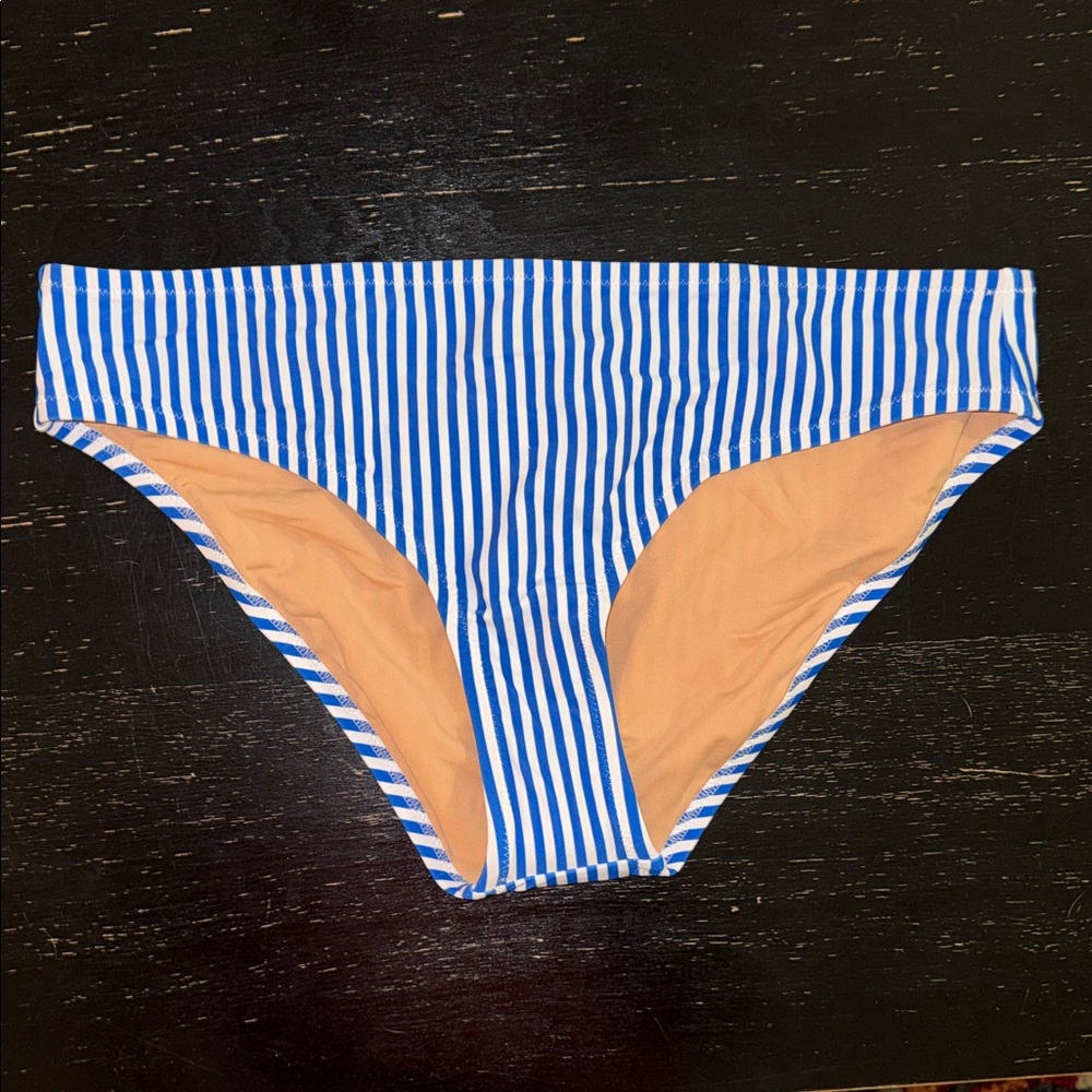 NWT Jcrew Factory Blue & White Striped Bikini Bottom (Large)